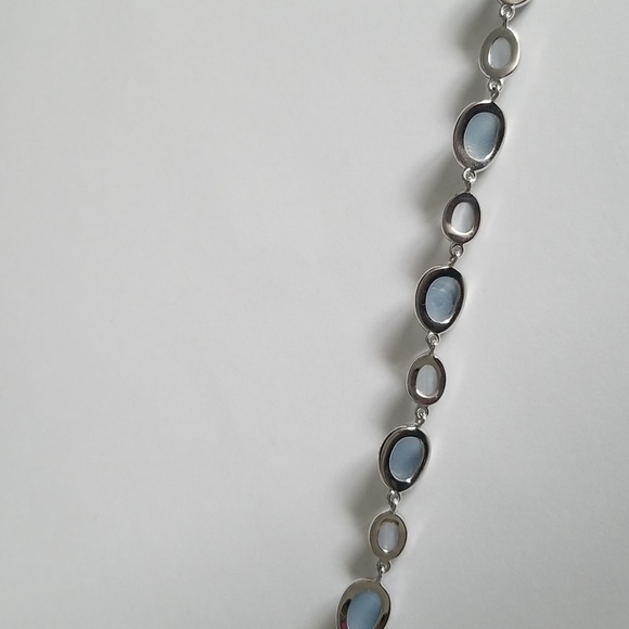 925 Sterling Silver Grey Blue Stones Bracelet - Picture 8 of 10